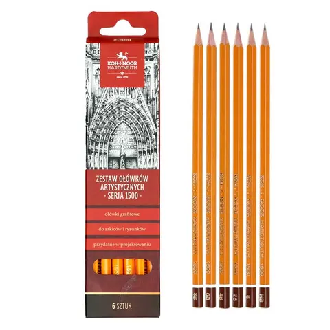Zestaw ołówków grafitowych KOH-I-NOOR 1500 - HB-8B - 6 szt.