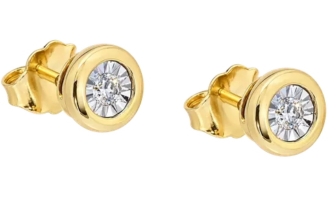 Kolczyki Złote z Diamentami Okrągłe Sztyfty pr. 585