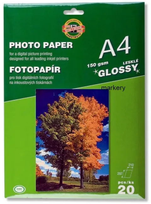 Papier fotograficzny A4 150g błyszczący 20 arkuszy, Koh i Noor