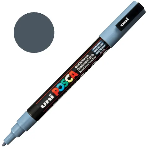 Marker z farbą plakatową okrągły 0,9-1,3mm UNI POSCA PC-3M ciemny szary NR 61 1szt.