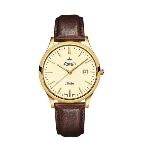 Męski zegarek Atlantic 62341.45.31 brązowy pasek ze skóry