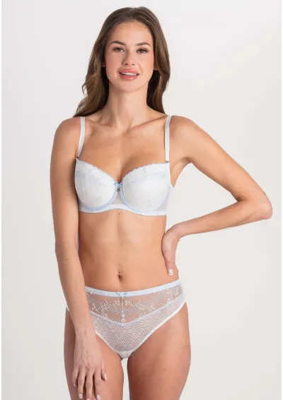 Samanta - Biustonosz Selina A333 milkblue push-up pastelowy 80F