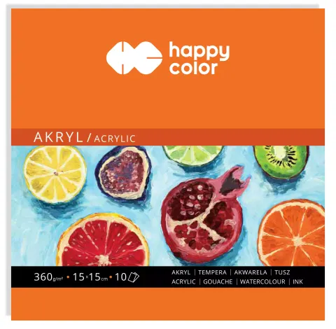 Blok do farb akrylowych Happy Color - 15 x 15 cm, 360 g, 10 ark.