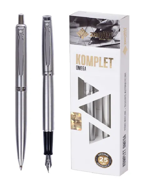 Komplet Zenith Omega długopis + pióro wieczne Srebrny