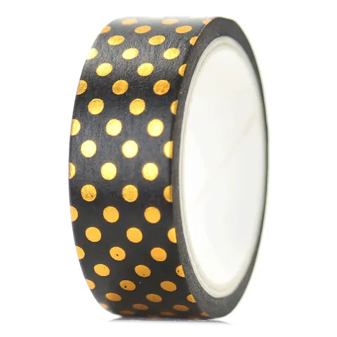 Taśma washi Glam CZARNA ZŁOTE KROPKI