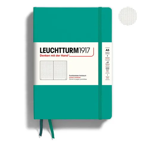 Notatnik Leuchtturm1917 w kropki A5 twarda okładka - Szmaragdowy