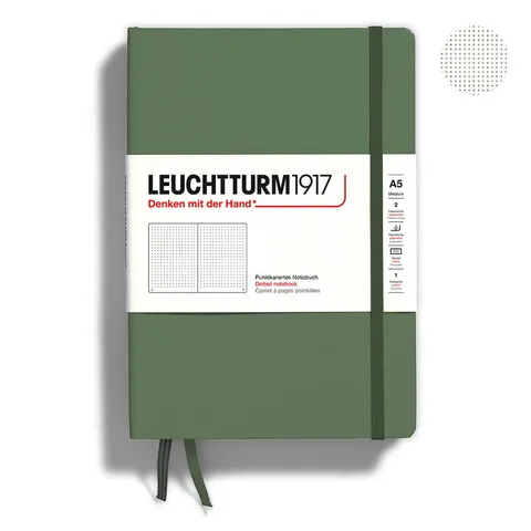 Notatnik Leuchtturm1917 w kropki A5 twarda okładka - Olive