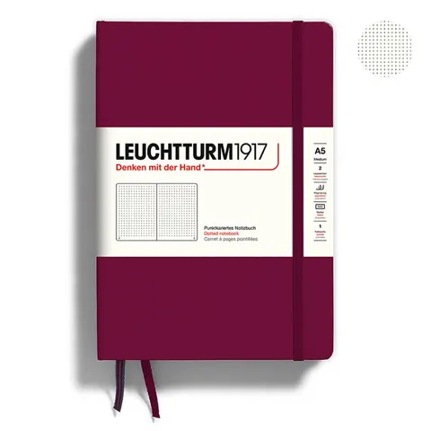 Notatnik Leuchtturm1917 w kropki A5 twarda okładka - Bordowy