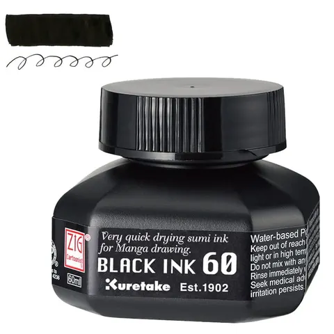 Tusz ZIG Black Ink Kuretake - 60 ml, czarny