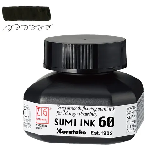 Tusz ZIG Cartoonist Sumi Ink Kuretake - 60 ml, czarny