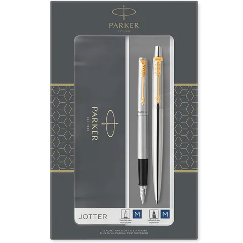 Zestaw długopis i pióro wieczne Jotter Stainless Steel GT 2093257 Parker