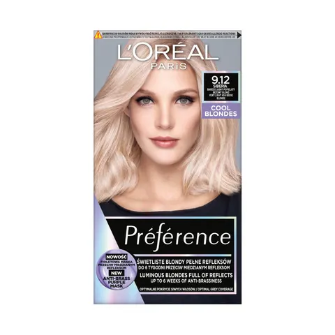 LOREAL PARIS PREFERENCE Farba do włosów 9.12 SIBERIA - BARDZO JASNY POPIELATY BEŻOWY BLOND