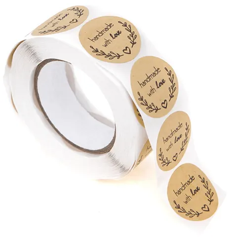 Handmade with Love Naklejki Kraft - 500 sztuk dpCraft