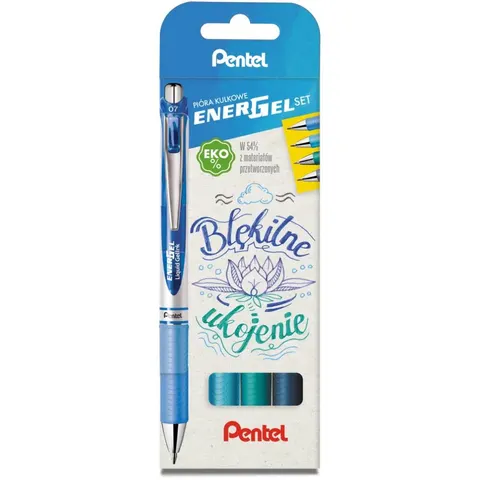 Pióro kulkowe Pentel EnerGel BL77 zestaw błękitne ukojenie 4 szt.
