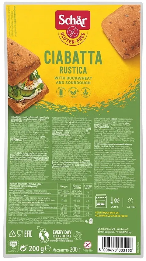 Ciabatta Rustica - Bułki Wieloziarniste Bezglutenowe 200 g - Schar