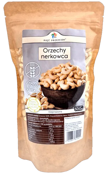 Orzechy Nerkowca Bezglutenowe 500 g - Pięć Przemian