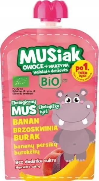 Mus Owocowo - Warzywny Banan - Brzoskwinia - Burak Bio 100g - Musiaki