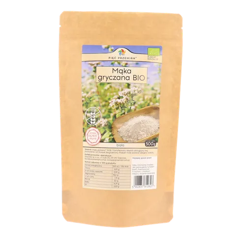 Mąka Gryczana Biała Bezglutenowa Bio 500 g - Pięć Przemian