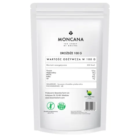 Drożdże Suszone Piekarnicze Bezglutenowe 100g - Moncana