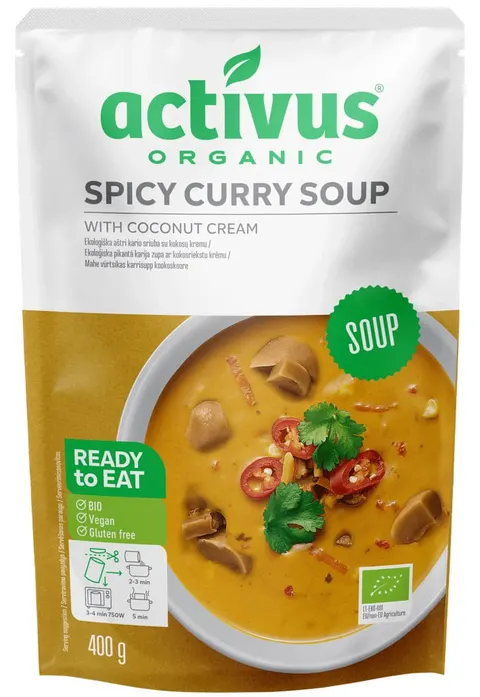 Zupa Pikantne Curry z Kremem Kokosowym i Grzybami Shitake Bio 400 g - Activus