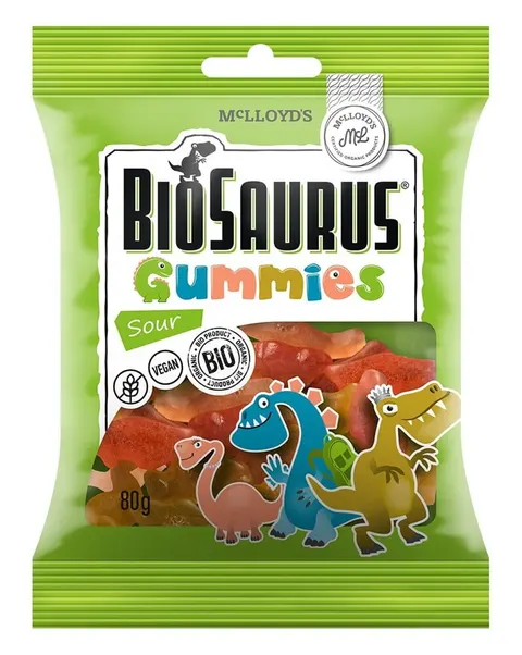 Żelki Kwaśne Bio 80 g - Biosaurus