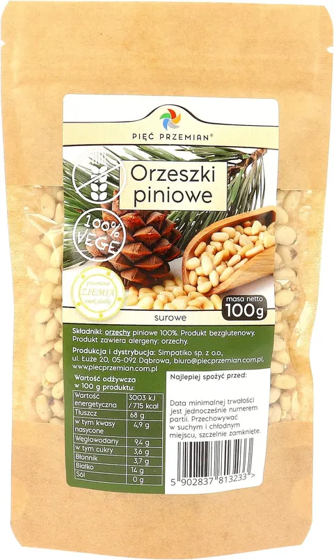 Orzeszki Piniowe Bezglutenowe 100 g - Pięć Przemian