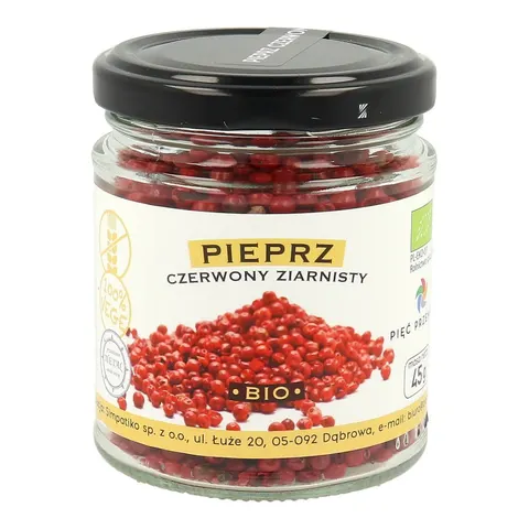 Pieprz Czerwony Ziarnisty Bezglutenowy Bio 45 g - Pięć Przemian