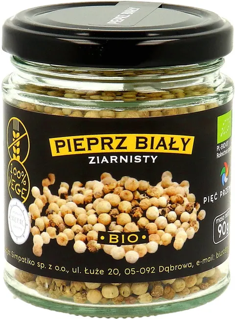 Pieprz Biały Ziarnisty Bezglutenowy Bio 90 g - Pięć Przemian