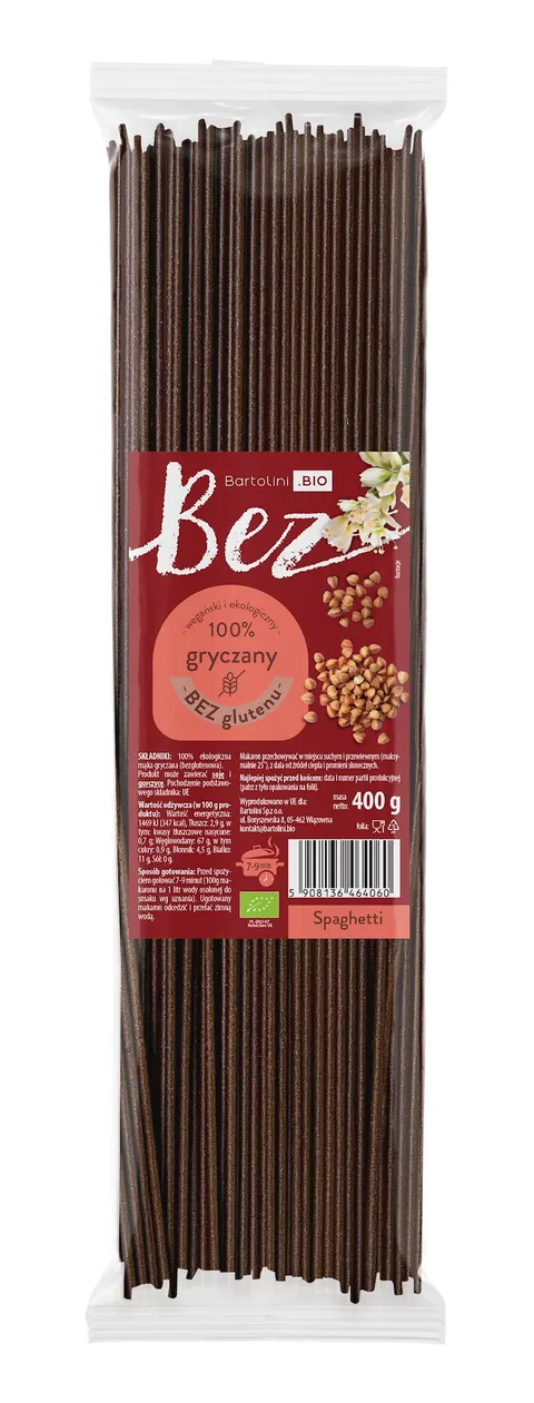 Makaron Gryczany Spaghetti Bezglutenowy Bio 400 g - Bartolini