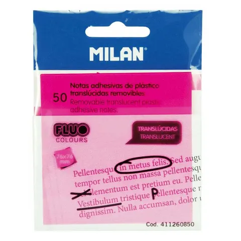 Karteczki samoprzylepne przezroczyste Milan Fluo - różowe