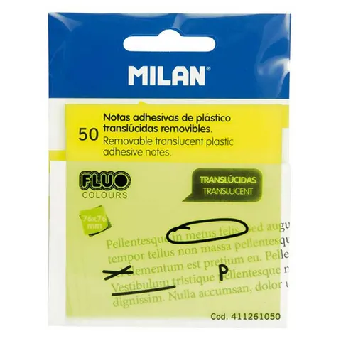 Karteczki samoprzylepne przezroczyste Milan Fluo - żółte