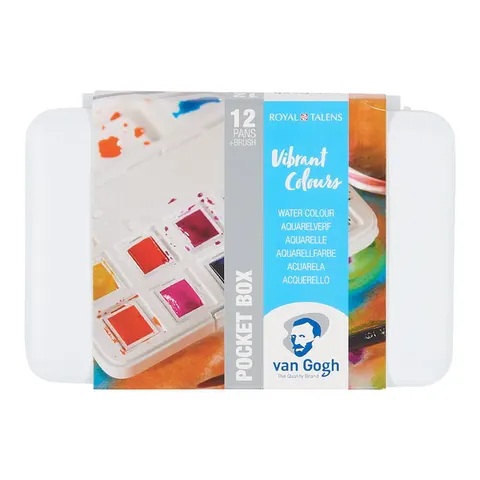 Zestaw farb akwarelowych Van Gogh Pocket Box Vibrant 12 półkostek
