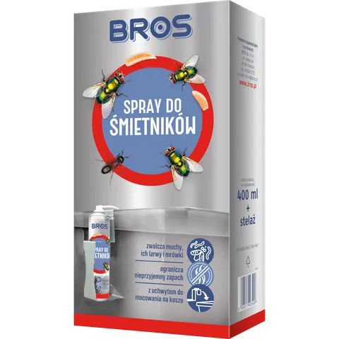 BROS SPRAY DO ŚMIETNIKÓW 400ML ZESTAW Z UCHWYTEM