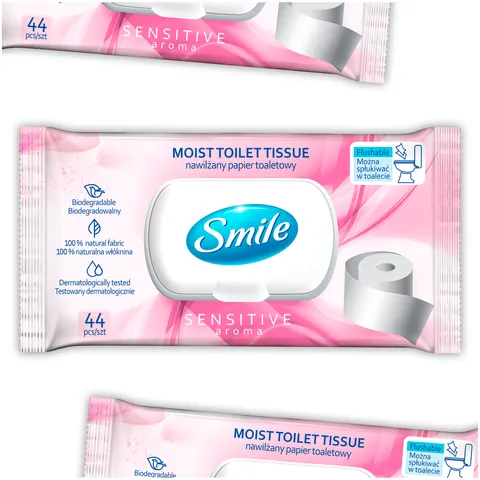 SMILE Papier toaletowy nawilżany flip top, 44szt.