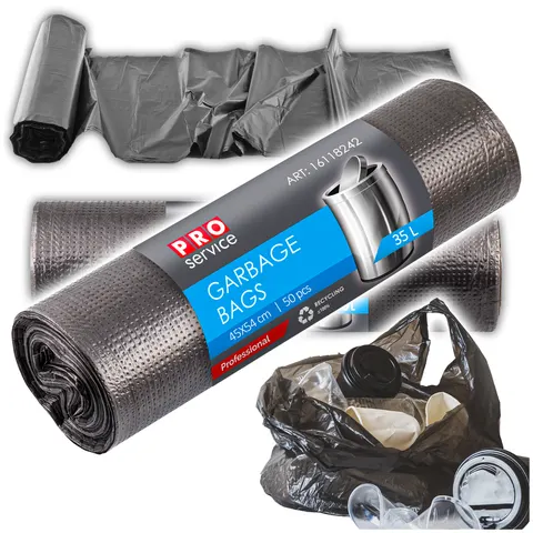 Worki Na Śmieci PRO 45x54 Czarne HD 35L 50 szt.