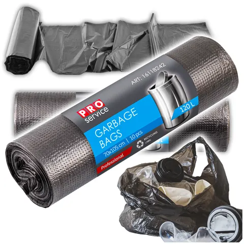 Worki Na Śmieci PRO 70x105 Czarne LD 120L 10 szt.