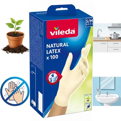 Rękawice lateksowe Vileda Natural Latex S/M 100 szt.