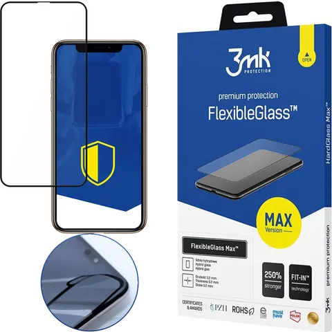Szkło Hybrydowe Apple iPhone 11 Pro Max - 3mk FlexibleGlass Max Black