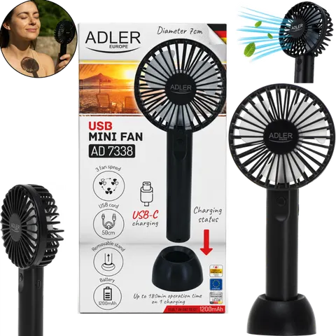 Wentylator Przenośny Na USB | Mini Wentylator ADLER AD 7338