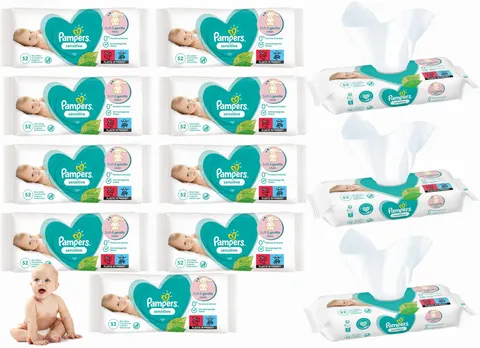 PAMPERS Chusteczki Nawilżane Sensitive 52 szt. - 12 op.