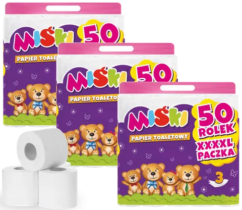 Papier toaletowy 50R MIŚKI 3W - 150 Rolek