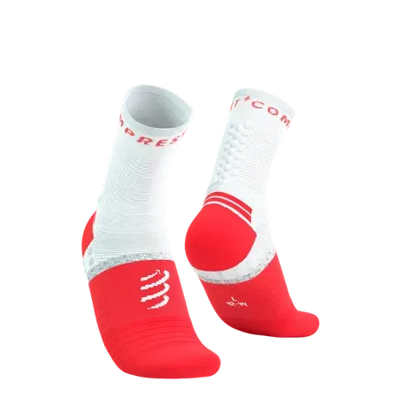 Compressport skarpetki biegowe Pro Marathon V2.0 czerwono-białe