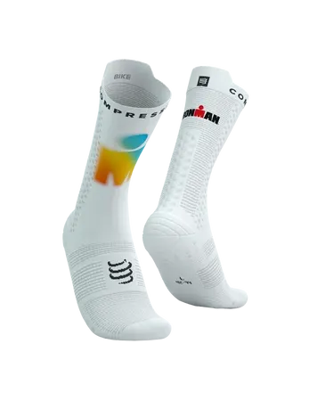 Compressport skarpetki kolarskie V4.0 IronMan białe/sunrise