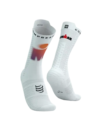 Compressport skarpetki kolarskie V4.0 IronMan białe/sunset