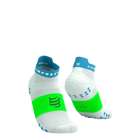 Compressport skarpetki ProRacing V4.0 stópki biały/niebieski/zielony
