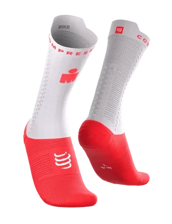 Compressport skarpetki kolarskie V4.0 IM26 white/neon red