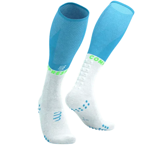 Compressport skarpety kompresyjne FULL SOCKS OXYGEN biało-niebieskie