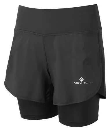 Ronhill damskie spodenki biegowe Tech 4,5" Twin Short, czarne