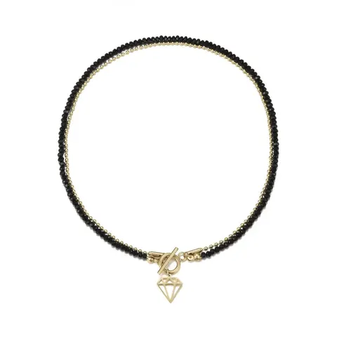 Naszyjnik diament, kryształki, złoty S3V72205-Z