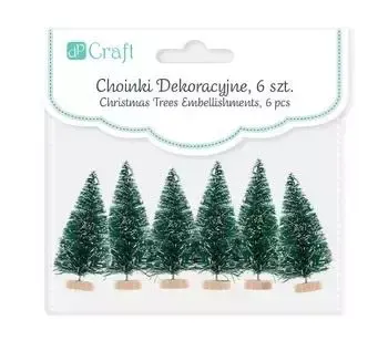 Choinki dekoracyjne zielone 5 cm 6 sztuk, Dp Craft